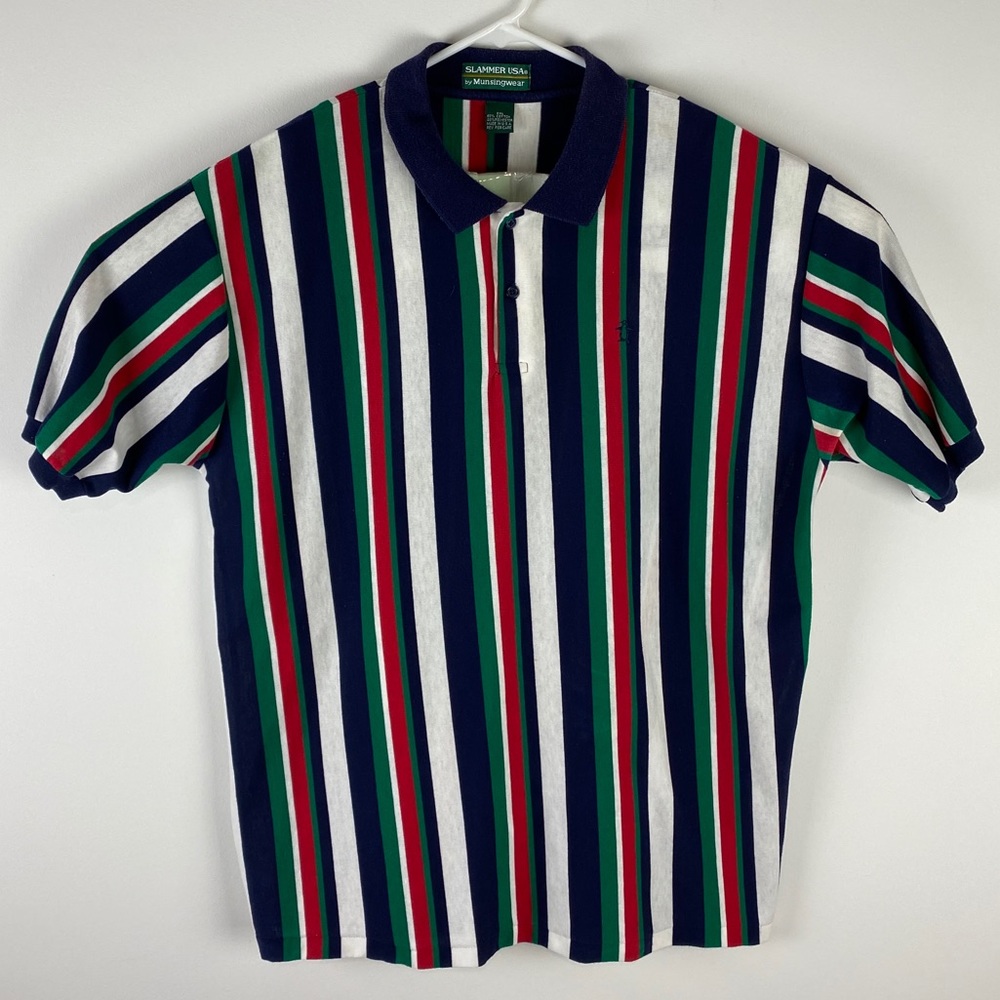 VTG Slammer USA Munsingwear vertical stripe polo